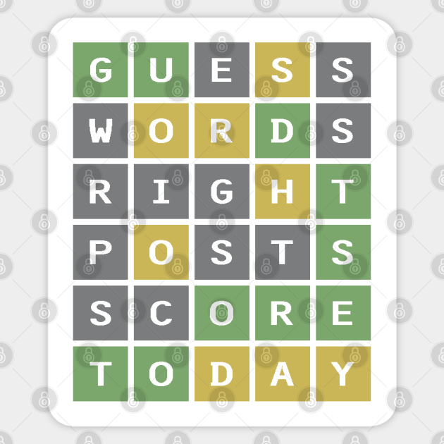 Wordle guess words right posts score today  Wordle  Aufkleber